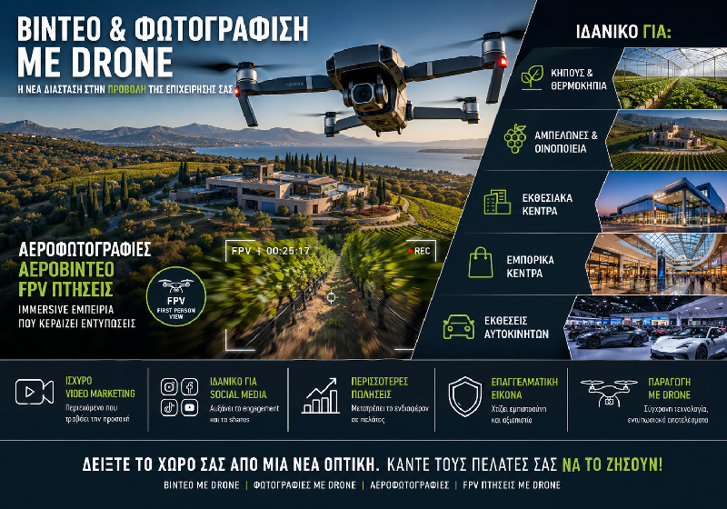 Τα βίντεο με drone ως απαραίτητο εργαλείο προβολής για σύγχρονες επιχειρήσεις.